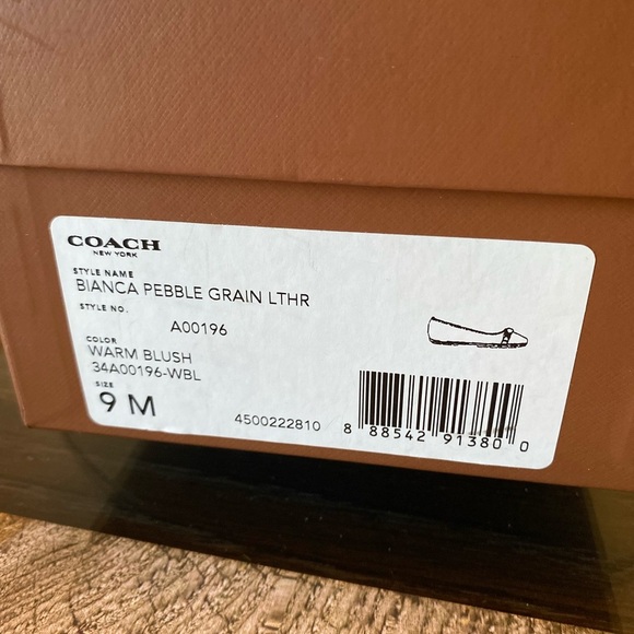 Coach Pink Leather Flats with Gold Detail - Picture 5 of 5